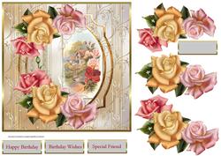 Rose Garden View 7x7 Card with Decoupage