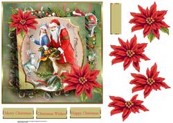 Santa with His Friends 7x7 Card with Decoupage