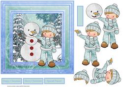 Building the Snowman 7x7 Card with Decoupage