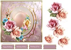 Variety of Roses 7x7 Card with Decoupage