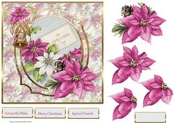 Bells and Poinsettias 7x7 Card with Decoupage