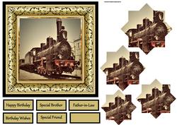 Old Steam Train 6x6 Card with Pyramid
