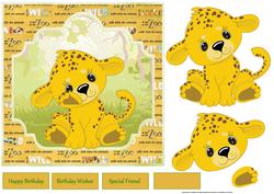 Baby Lion 7x7 Card with Decoupage