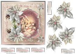 Pink Vintage Christmas 7x7 Card with Decoupage
