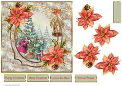Santa Dresses the Tree 7x7 Card with Decoupage