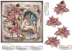 Nativity and Poinsettias 7x7 Card and Decoupage