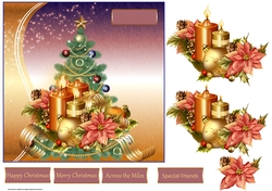 Christmas Tree, Baubles, Candles and Poinsettia