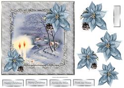 Candles in the Snow 7x7 Card with Decoupage