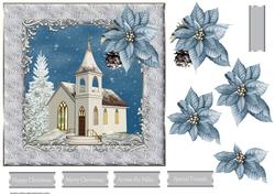 Country Church and Snow 7x7 Card