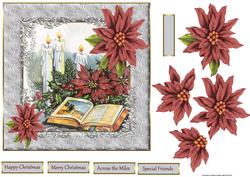 Bible, Holly and Poinsettias 7xx7 Card