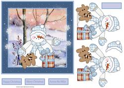 Snowman and His Gingerbread Cookies7x7 Card