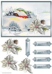 Snowhills and Trees Card with Decoupage