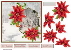 Vintage Hamlet and Poinsettias 7x7 Card