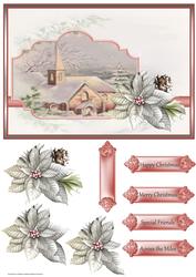 Church at Christmas Card with Decoupage