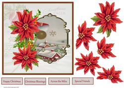 Red Poinsettias 7x7 Card with Decoupage