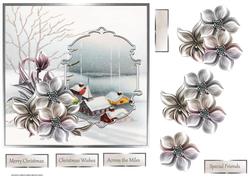 Winter Flowers 7x7 Card and Decoupage
