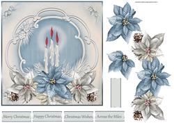 Christmas Candles and Poinsettias 7x7 Card