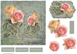 Rose 7x7 Card with Decoupage