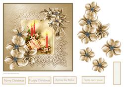 Candles and Poinsettias Card with Decoupage