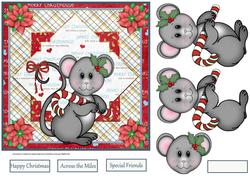 Cute Merrymouse Christmas 7x7 Card