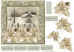 House at Christmas Card with Decoupage