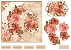 Autumn Flowers 7x7 Card with Decoupage