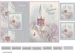 Church at Christmas Fold Back Card with Toppers