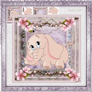 Flo the Elephant Mini Kit 7x7 Card with Decoupage