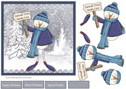 Long Leg Snowman 7x7 Card and Decoupage
