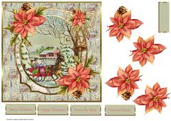 Poinsettias and Bells 7x7 Card