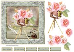 Smile for the Camera 7x7 Card with Decoupage
