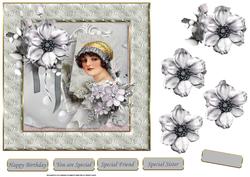 Vintage Lady 7x7 Card and Decoupage