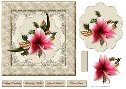 Amaryllis 7x7 Card Front with Decoupage