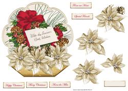Christmas Wreath and Poinsettias Shaped Topper