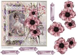 Beauty and Vintage Flowers 7x7 Card with Decoupage