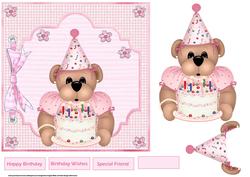 Birthday Bear 7x7 Card and Decoupage
