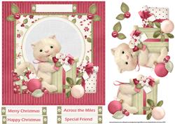 Kitten Has a Christmas Gift7x7 Card with Decoupage