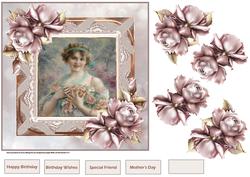 Roses and Lace 7x7 Card with Decoupage