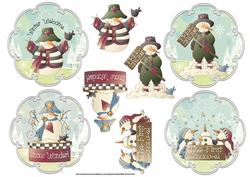 Scallop Snowmen Card Fronts with Toppers