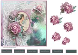 Vintage Lady 7x7 Card with Decoupage