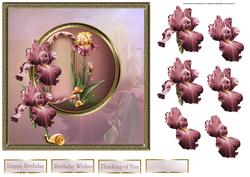 Iris Dreams 7x7 Card with Decoupage