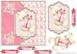 Birthday Bear 7x7 Card with Decoupage