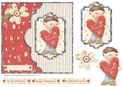 Sending Heart Full of Love 7x7 Card with Decoupage