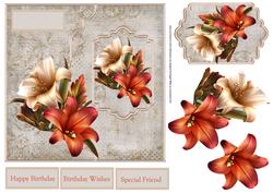 Fall Lilies 7x7 Card with Decoupage