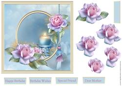 Candle and Rose 7x7 Card and Decoupage