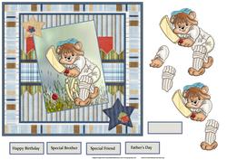 A Game of Cricket 7x7 Card with Decoupage