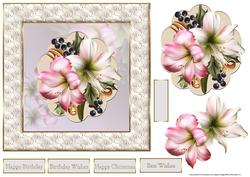 Festive Amaryllis 7x7 Card with Decoupage
