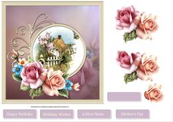 Country Cottage 7x7 Card with Decoupage
