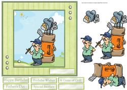 A Game of Golf 7x7 Card with Decoupage