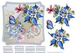 Butterfly and Flowers 7x7 Card with Decoupage